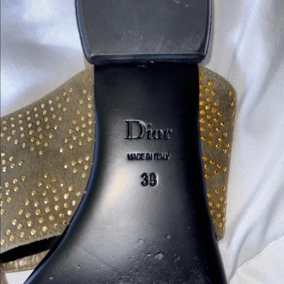 ☀️SUMMER CLEARANCE SALE☀️ Dior Olive Sandals with Ornate Gold Embellishment - Picture 5 of 7